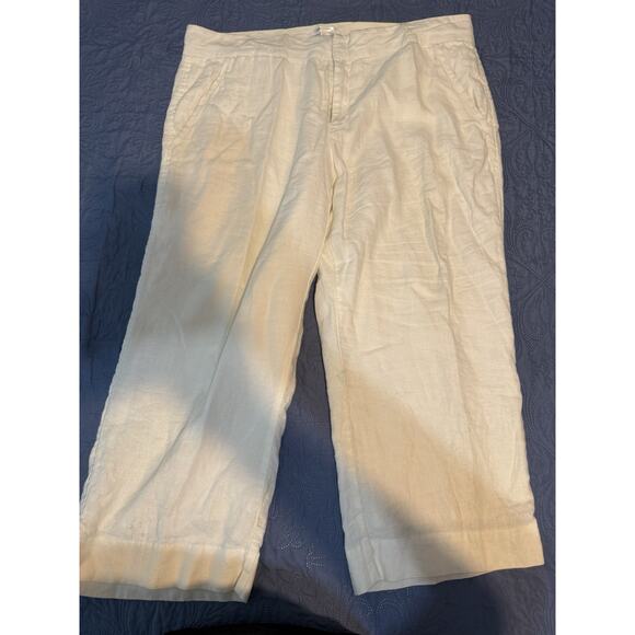 OLD NAVY Women’s Size 16 100% Linen White Lined Wide Leg Crop Pants - Picture 1 of 5